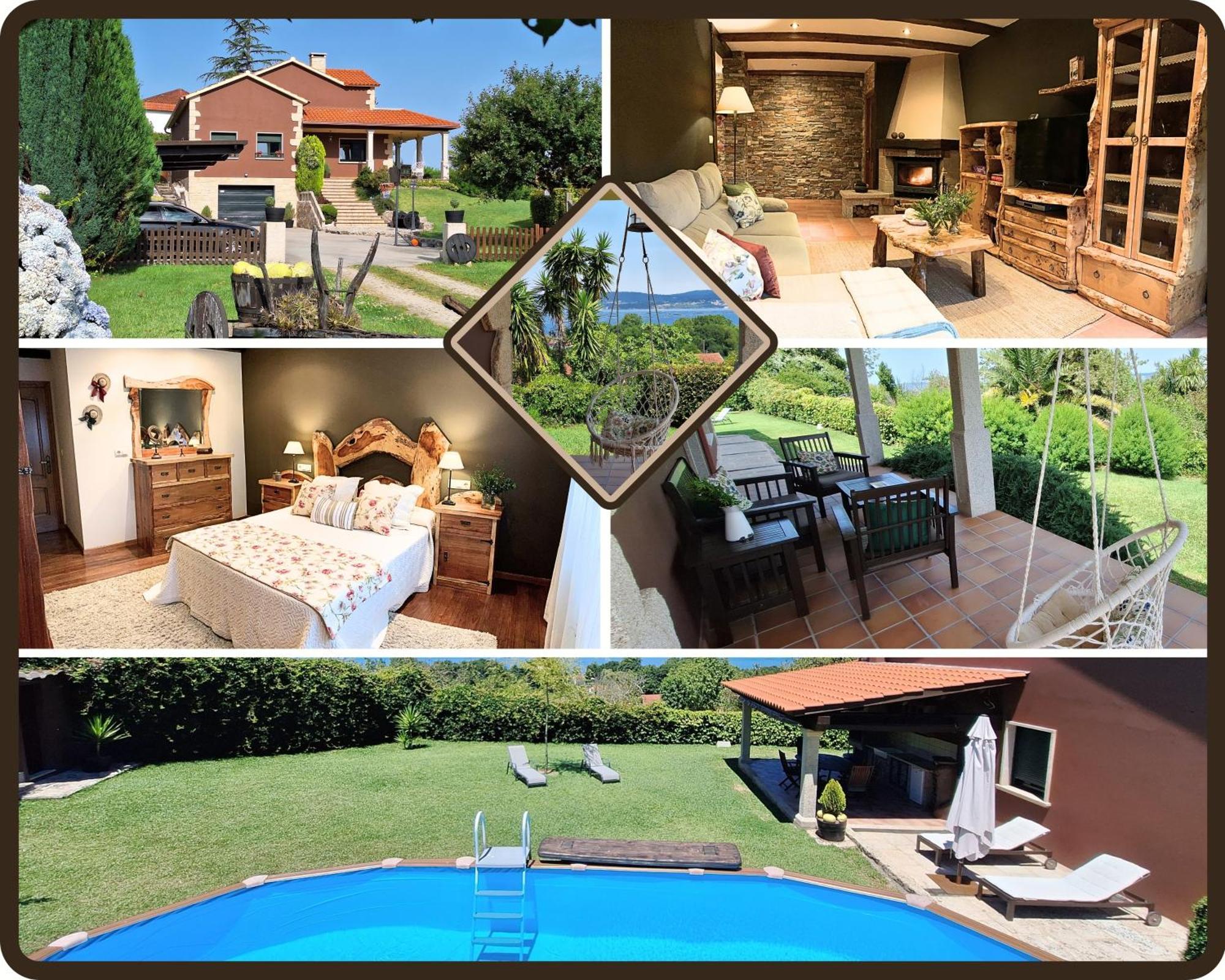 Chalet Rural 400 M Playa Piscina Barbacoa Chimenea Bueu Exteriör bild